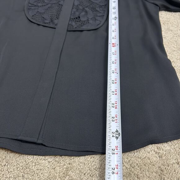 NWOT Diane Von Furstenberg Lucia Lace Trimmed Silk Tunic Top Black Womens 10 - Picture 9 of 13